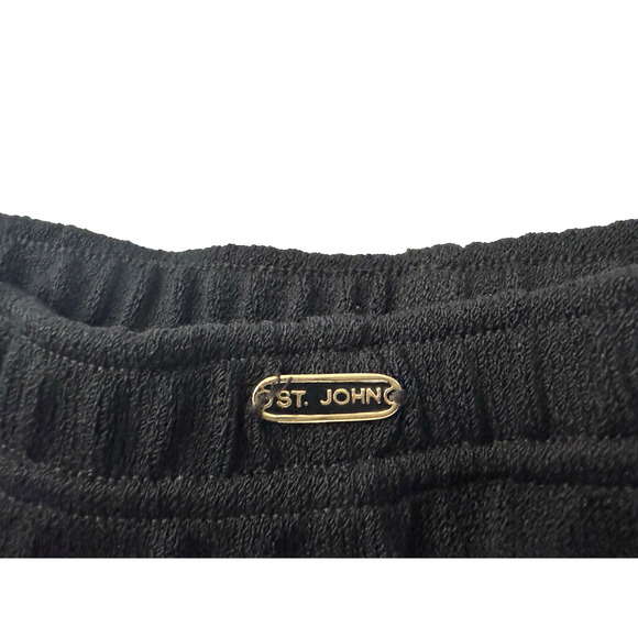 St. John Sport Pants M Black Santana Knit High-Rise Wide Leg Pull-On Ankle Pant - Picture 3 of 7